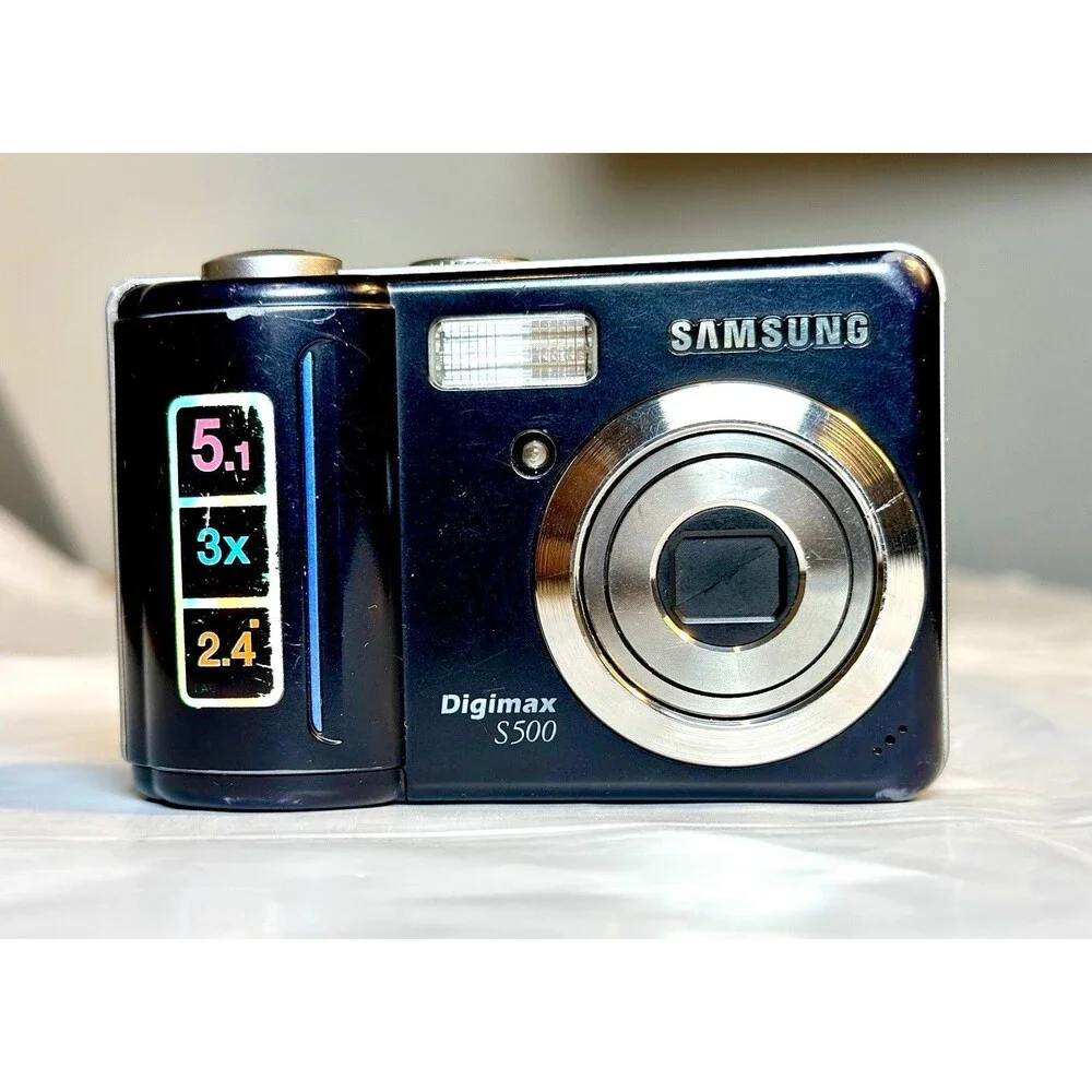 Samsung Digimax S500 5.1MP Vintage Y2K Digital Camera Black -TESTED WORKS